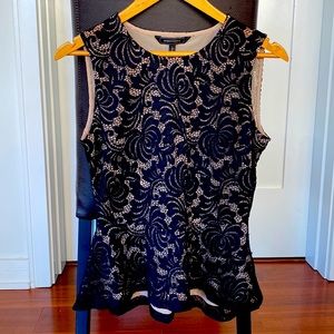 BCBG MAXAZRIA - Black Lace Peplum Top - Small